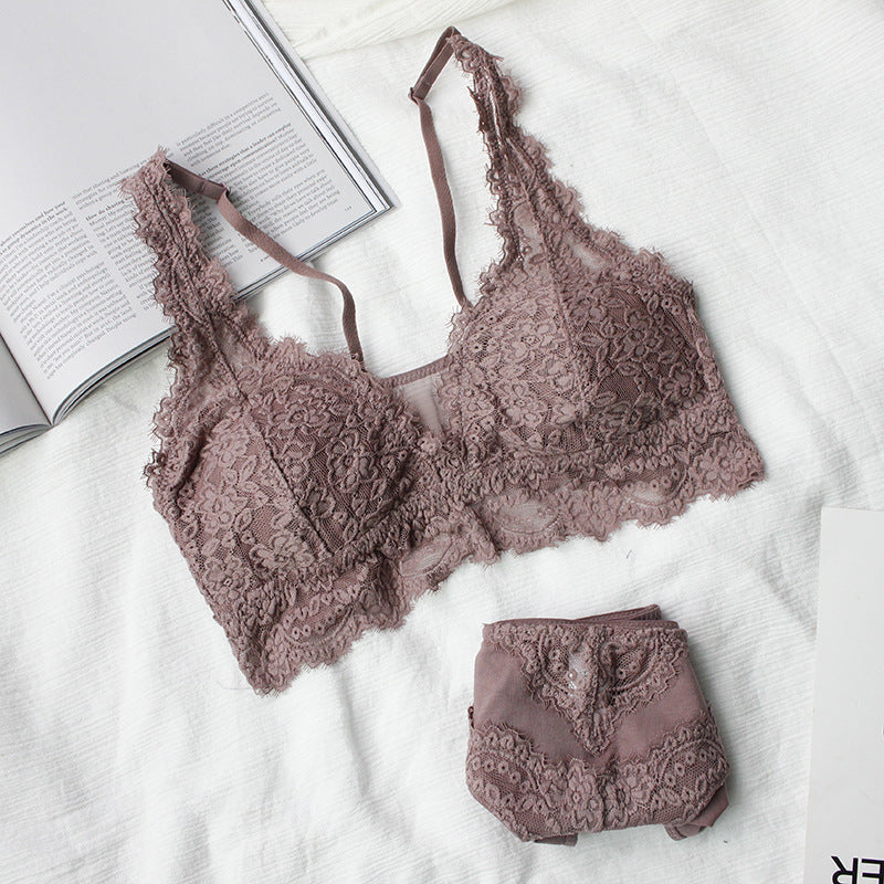 Lace Fashion Bra Set Sexy Gathering French Lingerie