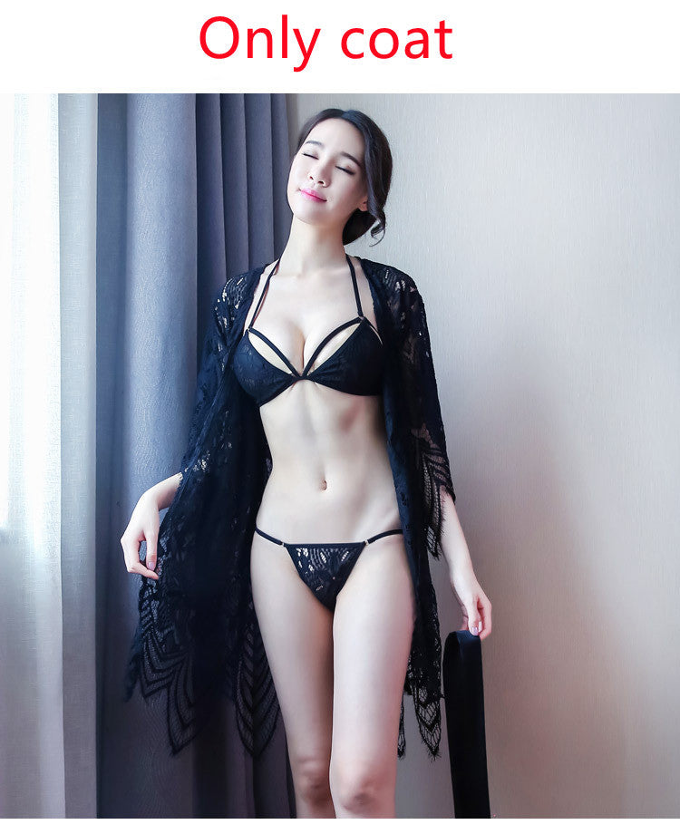 Sexy Lace Transparent Bohemian Sling Sexy Lingerie Hollow Pajamas Nightdress Set